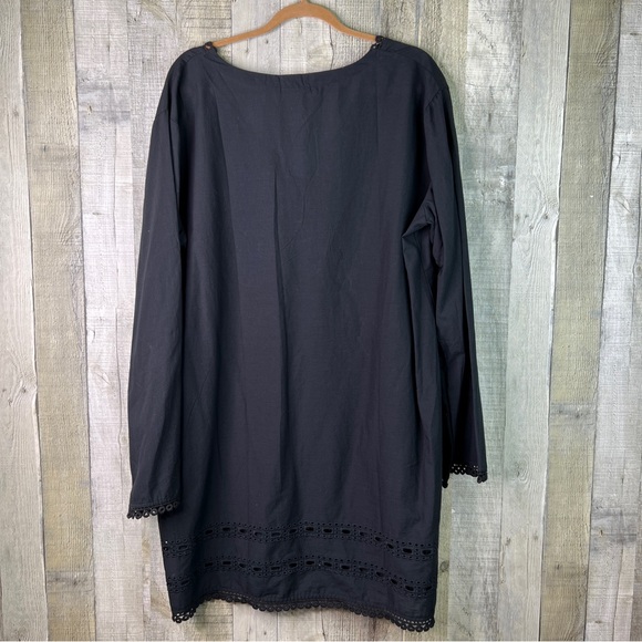 Mud Pie (Flawed Tie String) XL Black Coverup With Eyelet Lace Trim Pullover - Picture 2 of 13